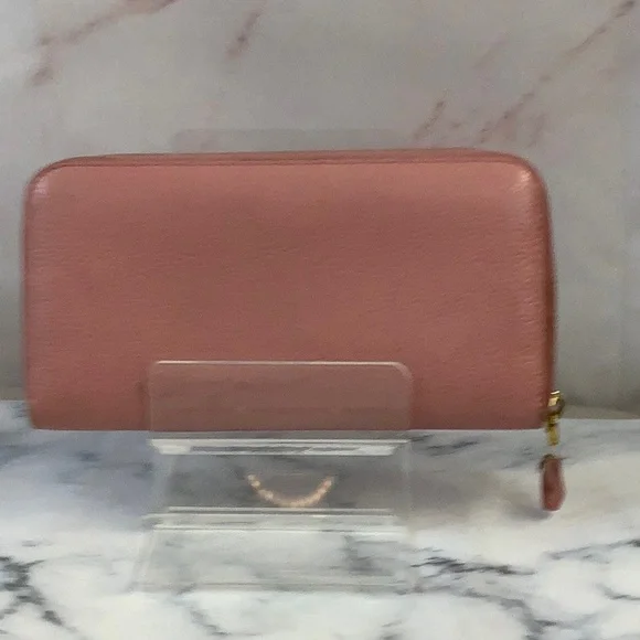 Pre-owned Prada Pink Leather Wallet